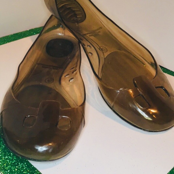 10 Grey Smoke Jelly Ballet Flats - Picture 1 of 4